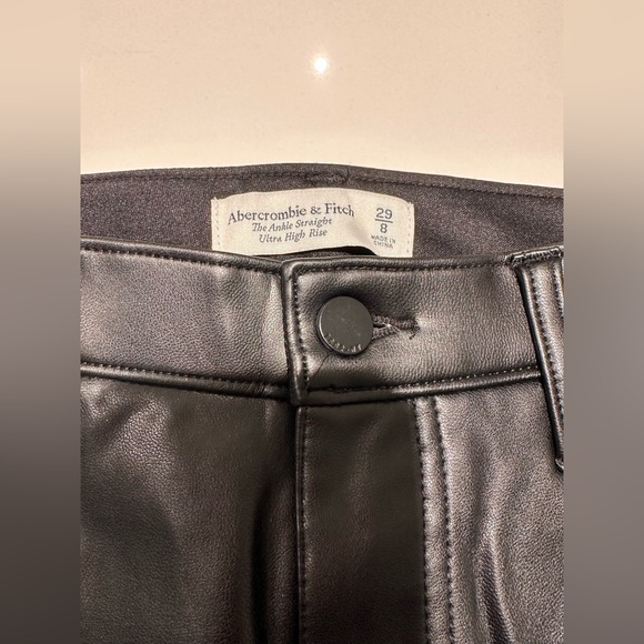 Abercrombie & Fitch Ultra High Rise Ankle Straight Vegan Leather Pants - Picture 3 of 3